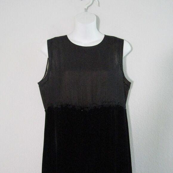 DKNY Vintage Dress 12 Petite Black Silk Velvet 90s Y2K Elegant Sheer Beaded - Picture 3 of 12